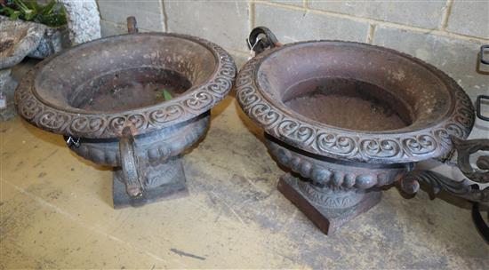 A pair of campana urns, width 91cm, height approx. 42cm